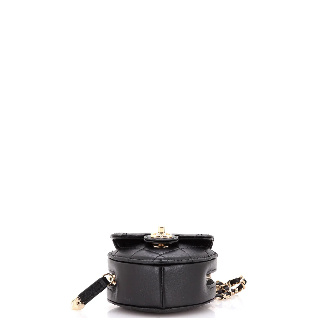 CC in Love Heart Chain Necklace Zip Coin Purse Quilted Lambskin - Deep Luxury