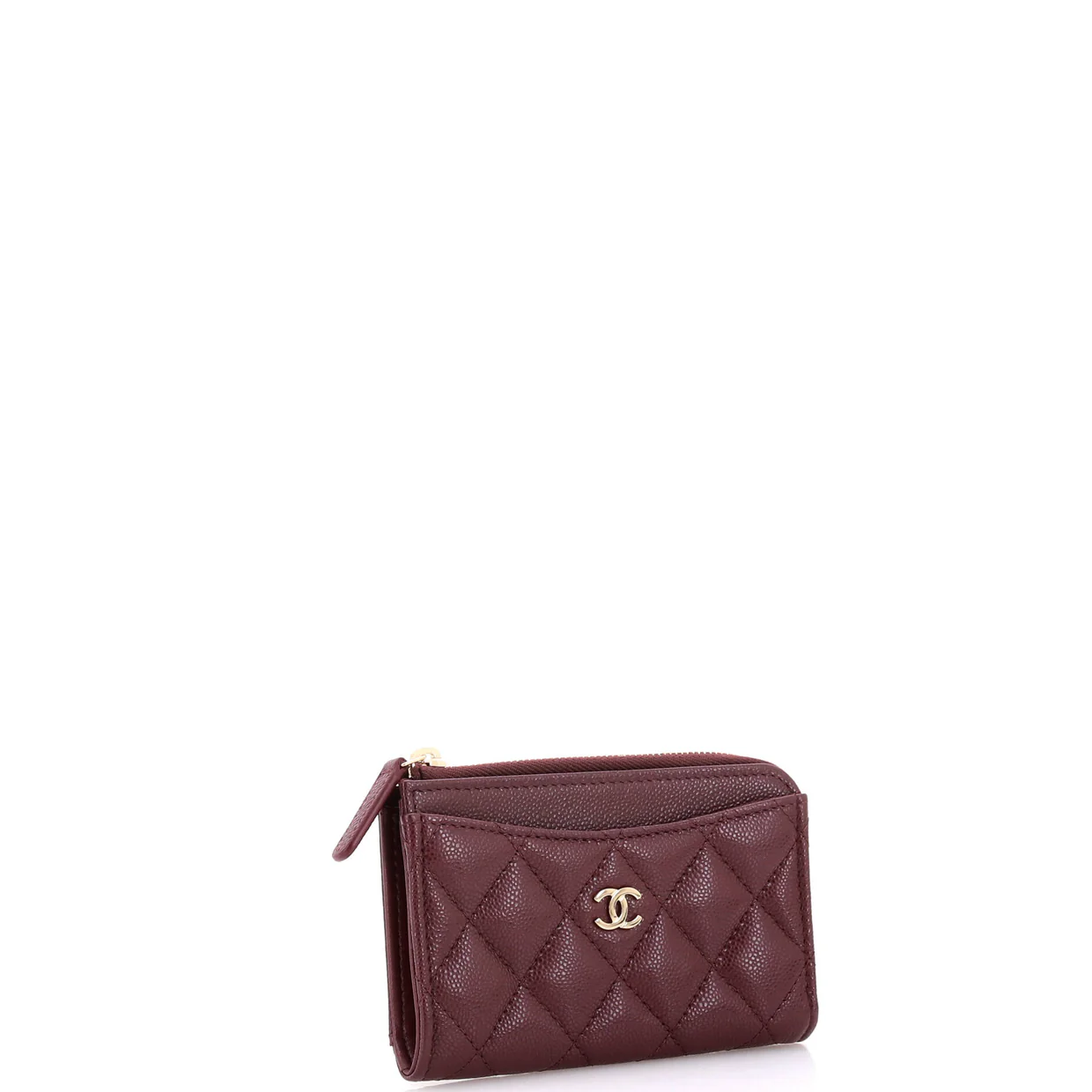Zip Around Card Holder Quilted Caviar - Deep Luxury
