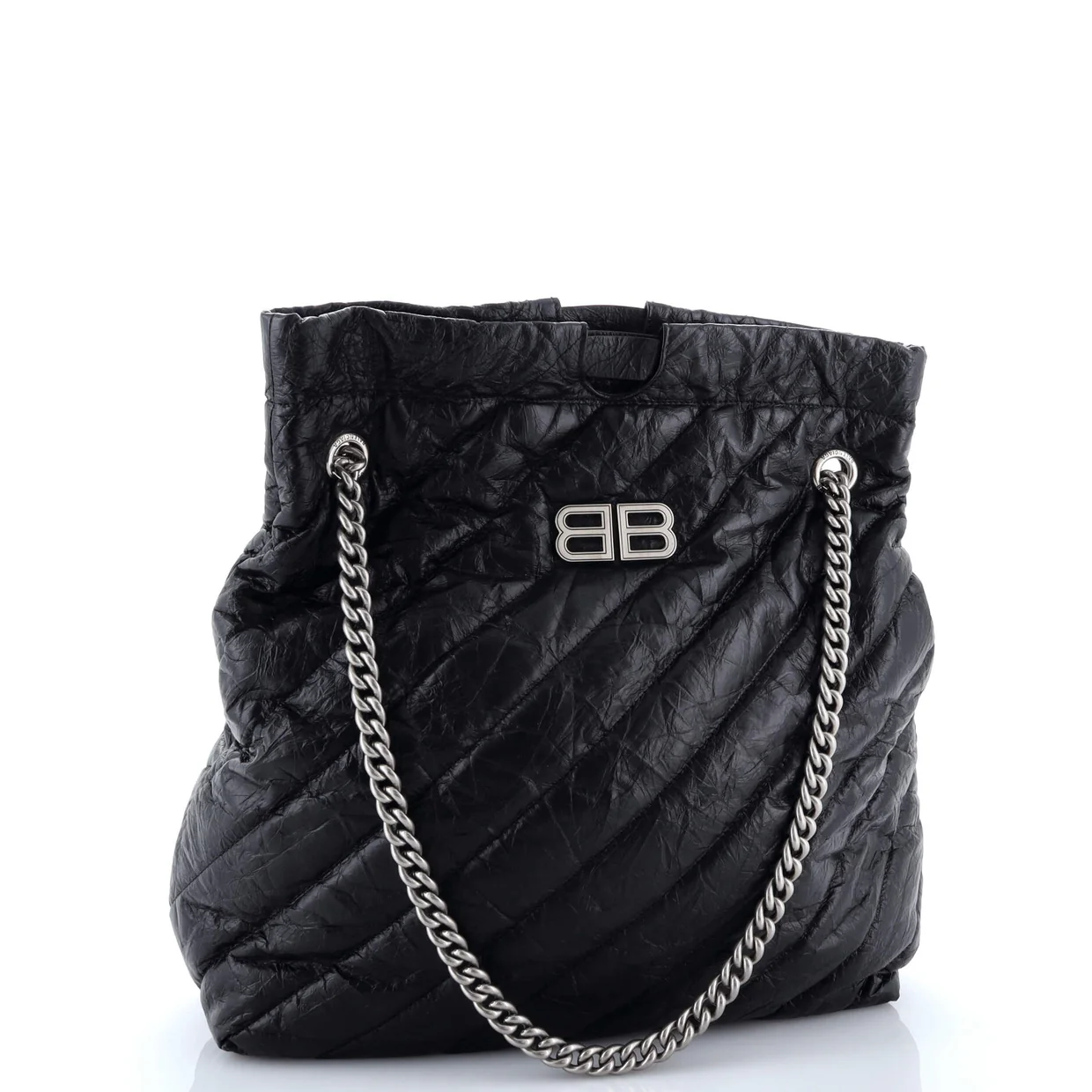 Crush Chain Tote Quilted Crushed Calfskin Small - Deep Luxury