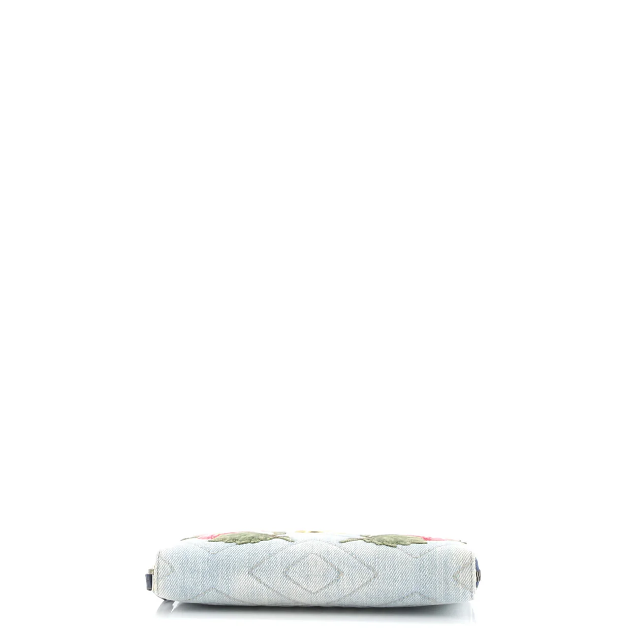 GG Marmont Zip Around Wallet Embroidered Matelasse Denim - Deep Luxury