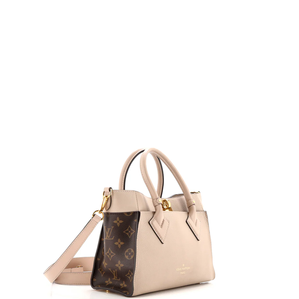 On My Side Tote Leather with Monogram Canvas PM - Deep Luxury