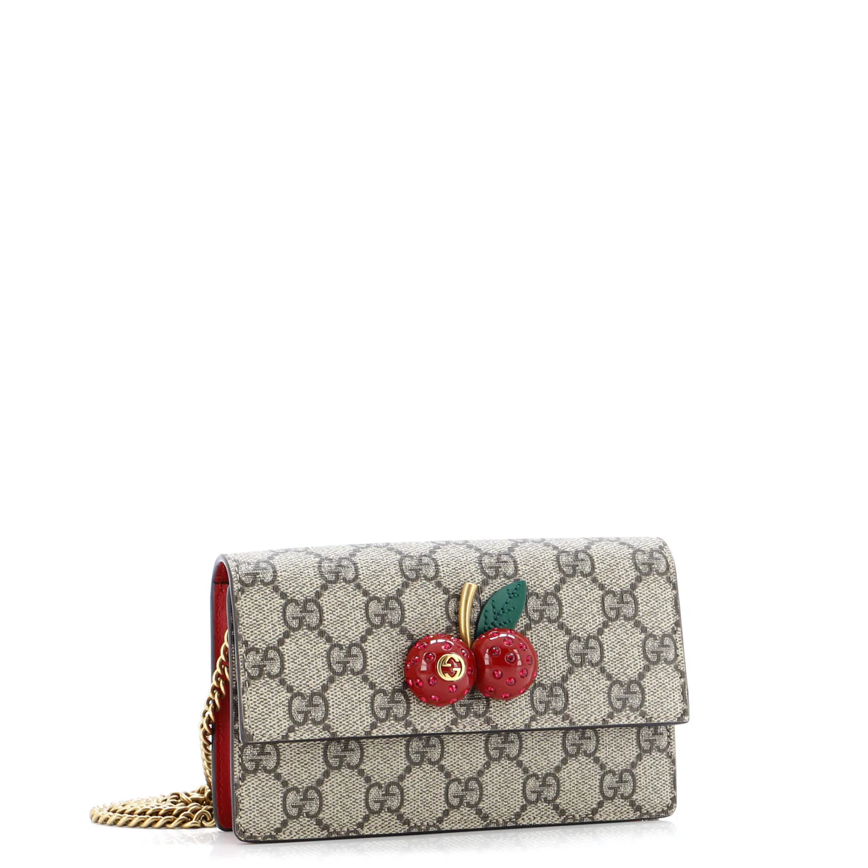 Cherries Wallet on Chain GG Coated Canvas Mini - Deep Luxury