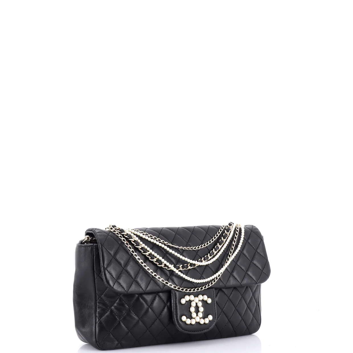 Westminster Pearl Chain Flap Bag Quilted Lambskin Medium - Deep Luxury