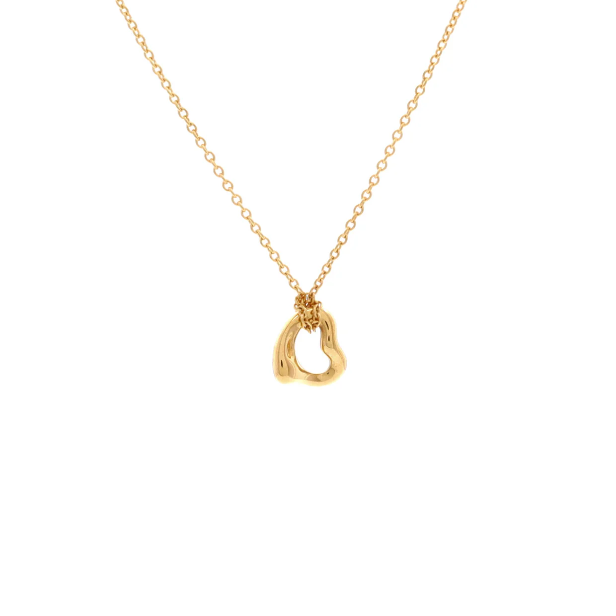 Elsa Peretti Open Heart Pendant Necklace 18K Yellow Gold 7mm - Deep Luxury