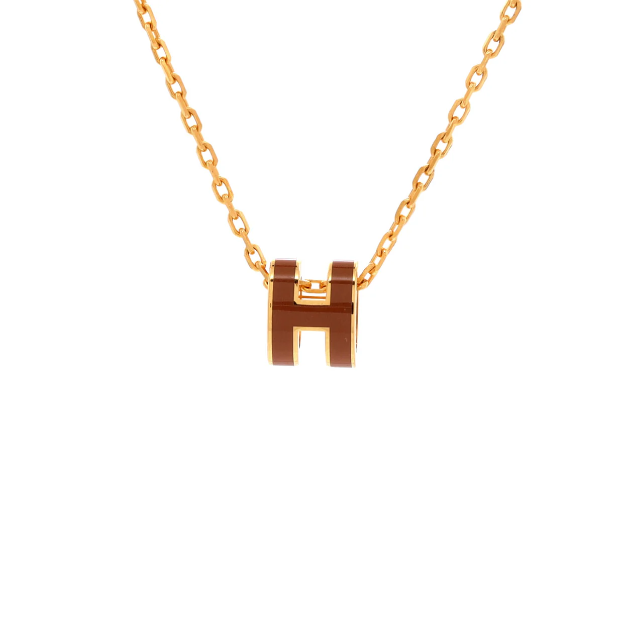 Pop H Pendant Chain Necklace Metal and Enamel Mini - Deep Luxury
