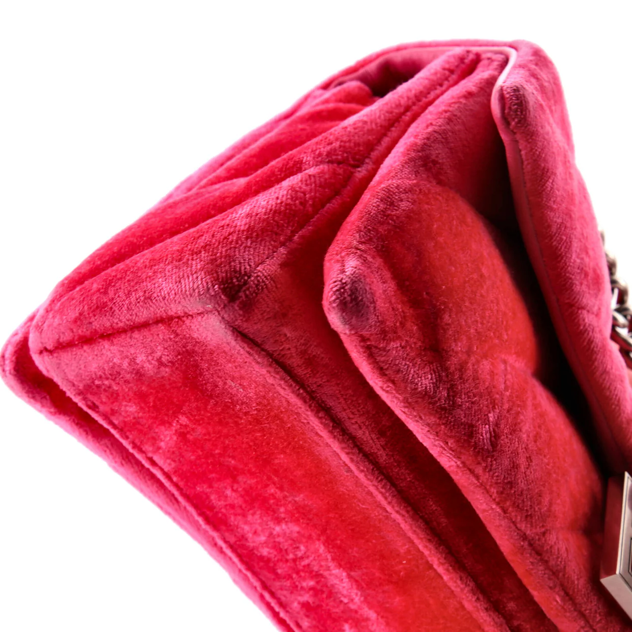 Crush Chain Flap Bag Quilted Velvet Medium - Deep Luxury