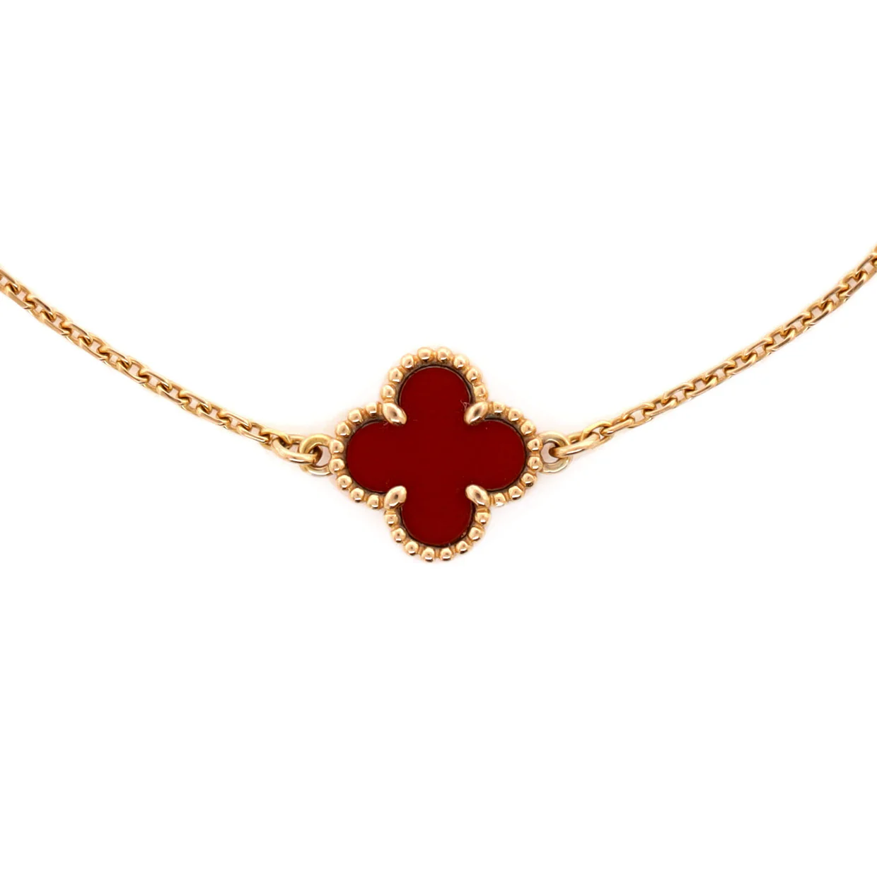 Sweet Alhambra Bracelet 18K Rose Gold and Carnelian - Deep Luxury