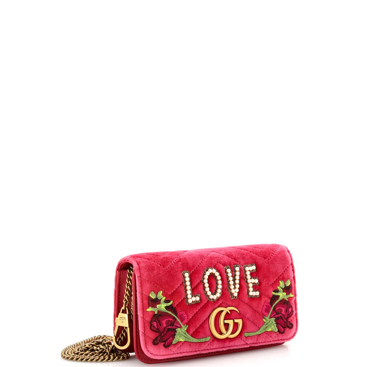 GG Marmont Chain Flap Bag Embroidered Matelasse Velvet Mini - Deep Luxury