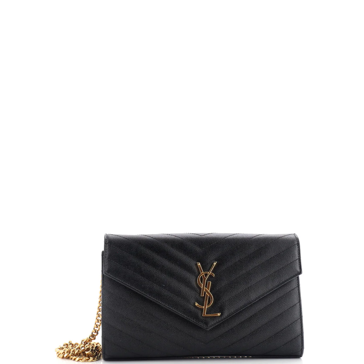Classic Monogram Wallet on Chain Matelasse Chevron Leather Medium - Deep Luxury