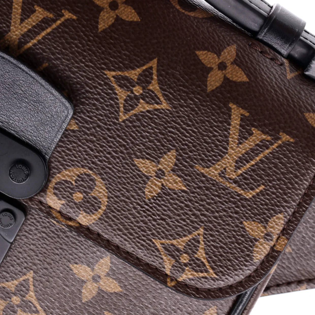 S Lock Sling Bag Macassar Monogram Canvas - Deep Luxury