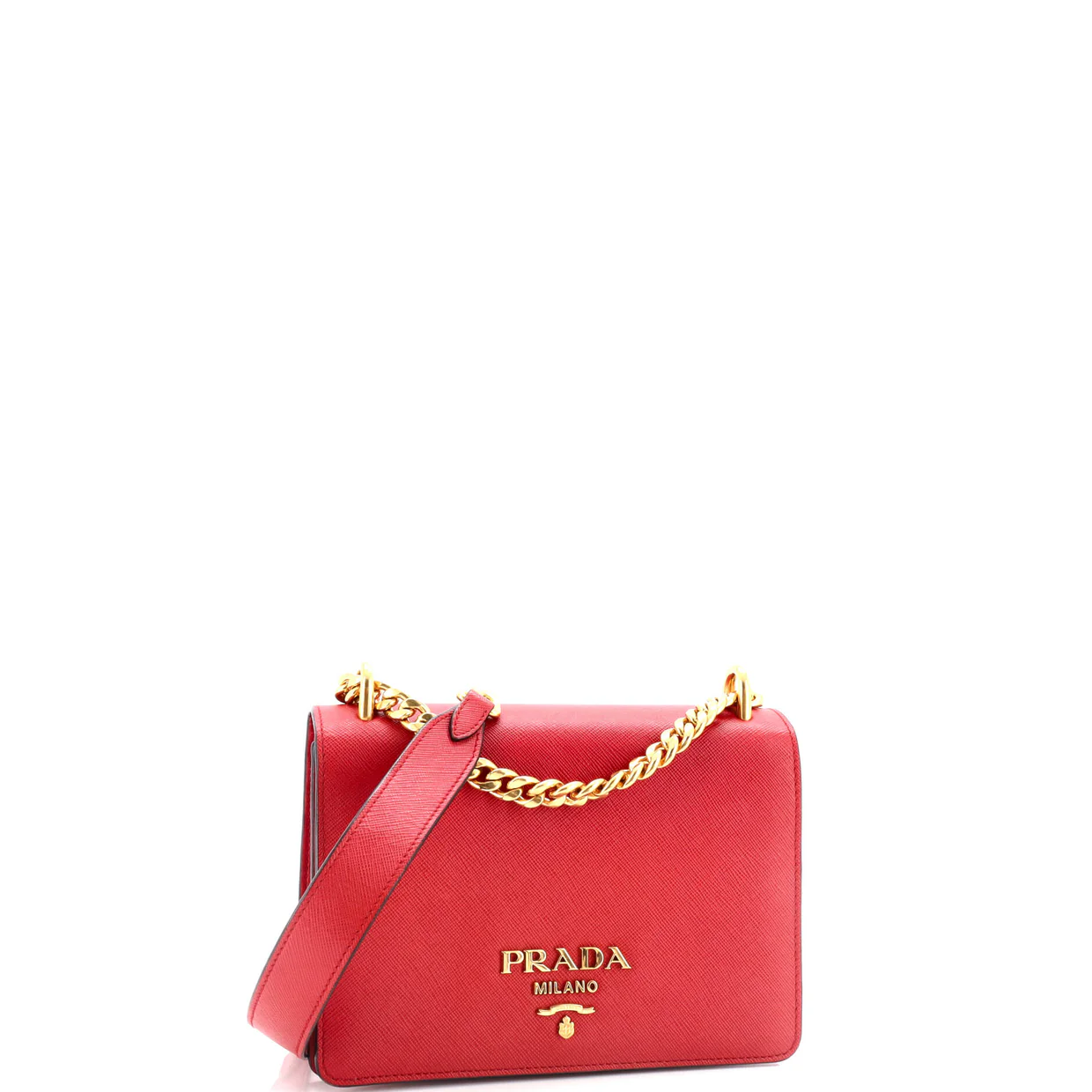 Chain Flap Bag Saffiano Leather Small - Deep Luxury