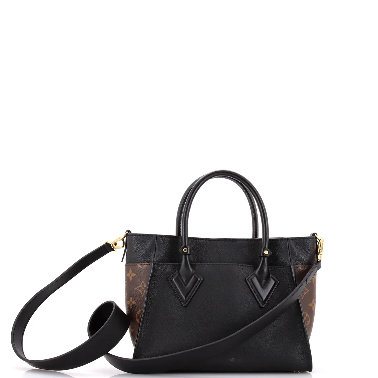 On My Side Tote Leather with Monogram Canvas PM - Deep Luxury
