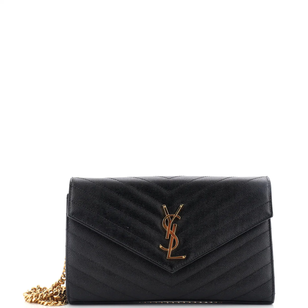 Classic Monogram Wallet on Chain Matelasse Chevron Leather Medium - Deep Luxury