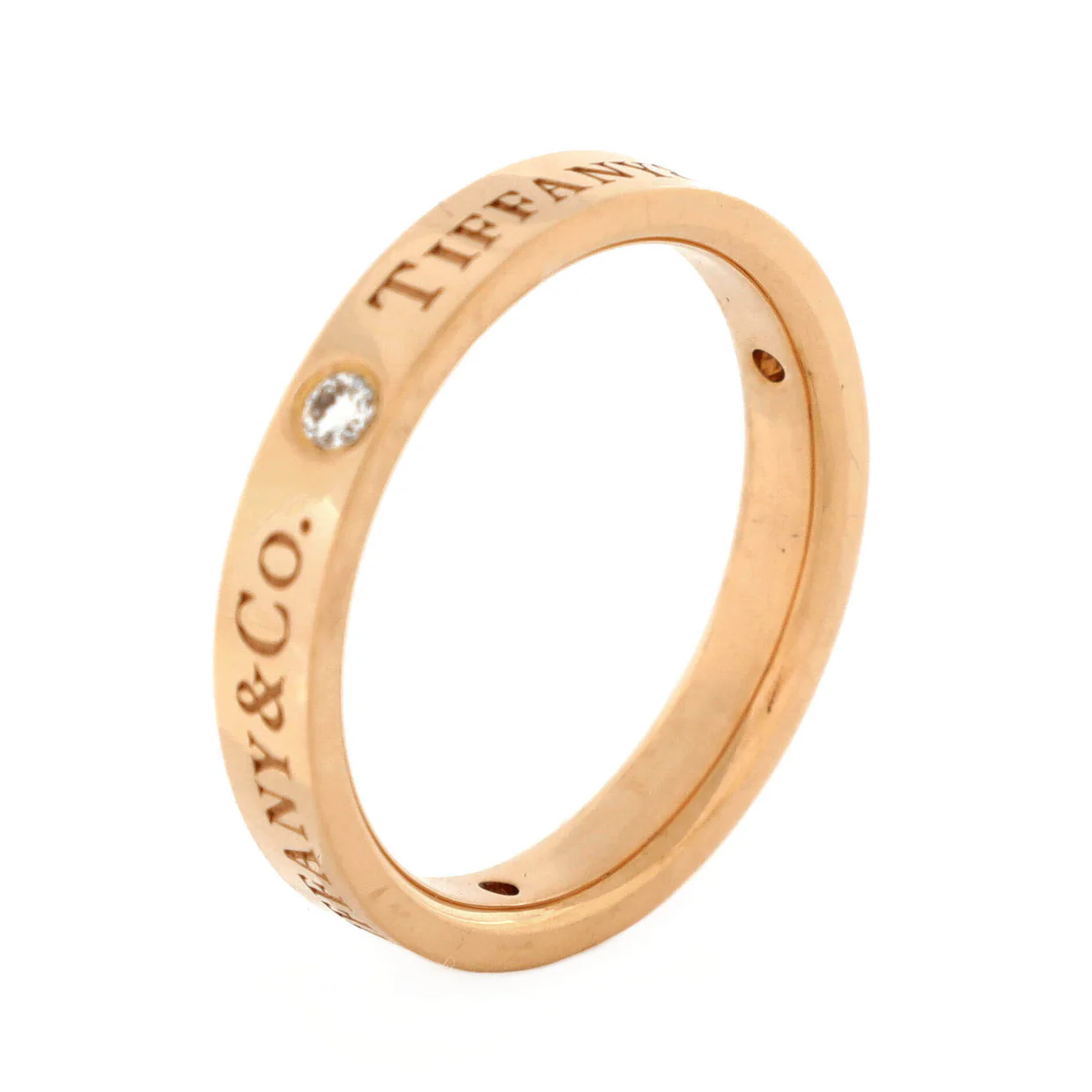 Logo Band Ring 18K Rose Gold with Diamonds 4mm - Deep Luxury