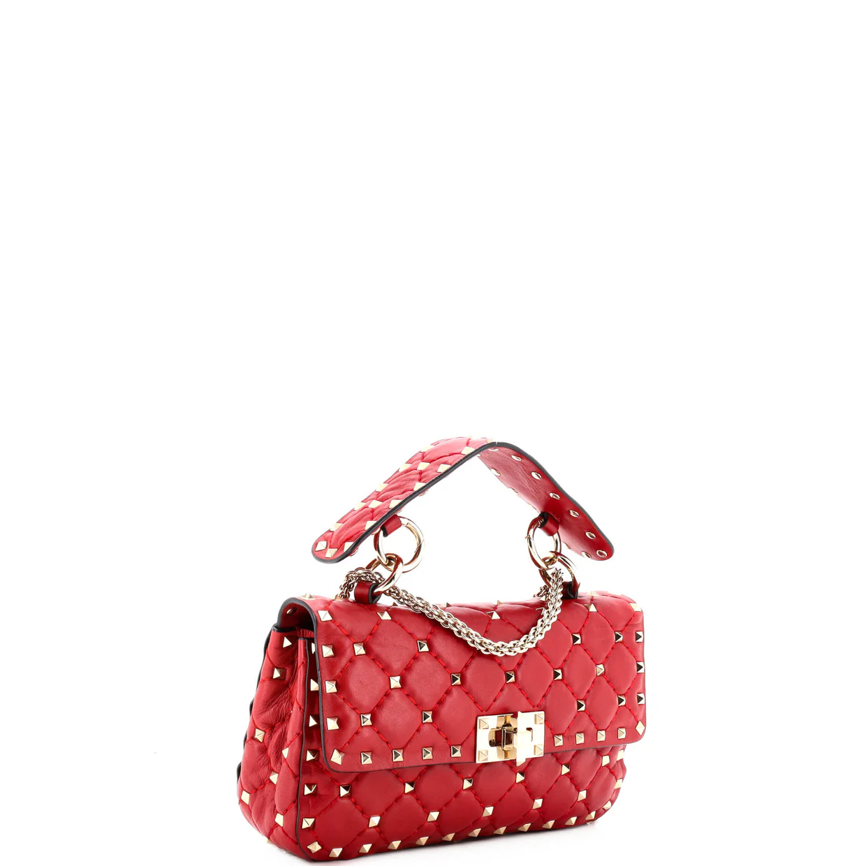Rockstud Spike Flap Bag Quilted Leather Small - Deep Luxury