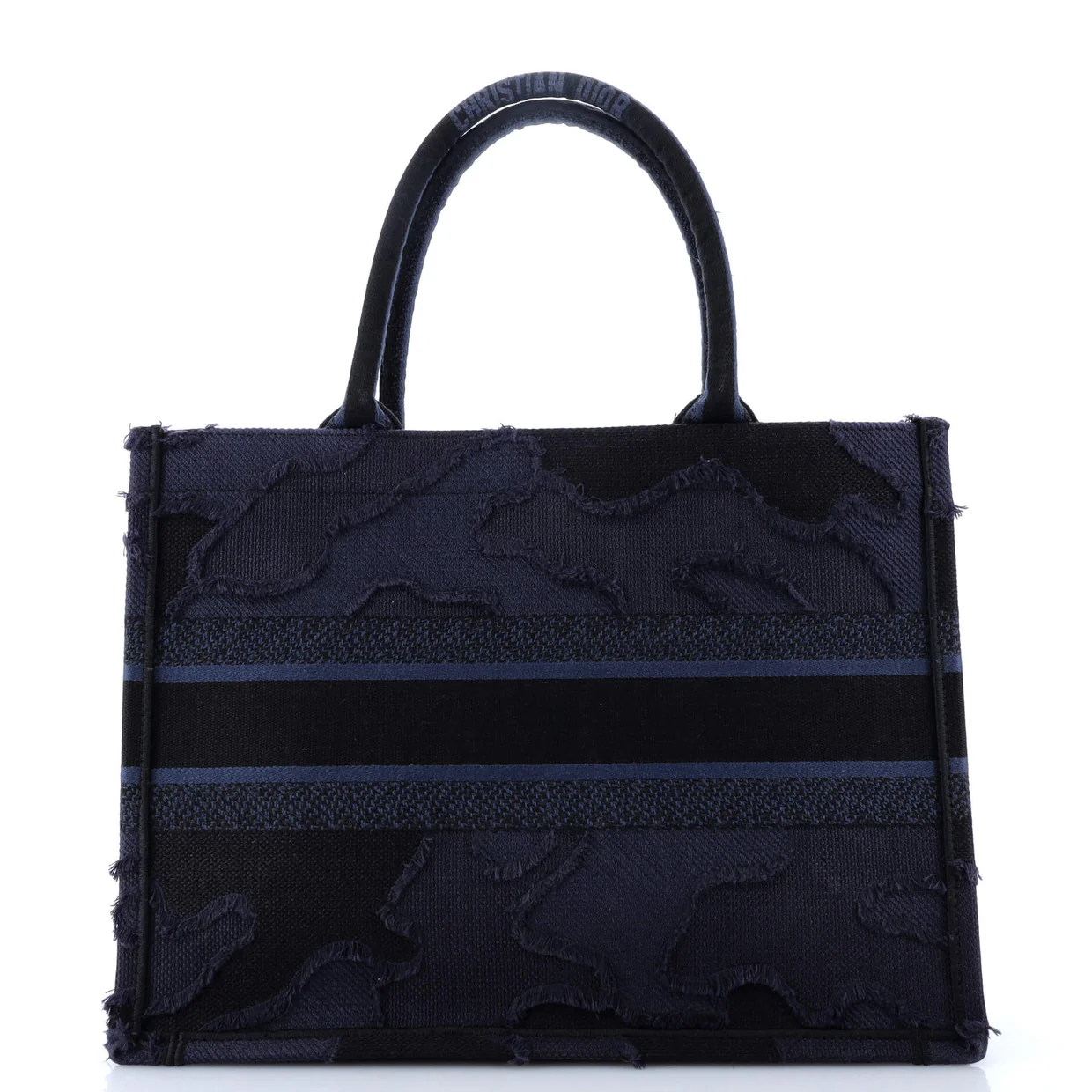 Book Tote Camouflage Embroidered Canvas Medium - Deep Luxury