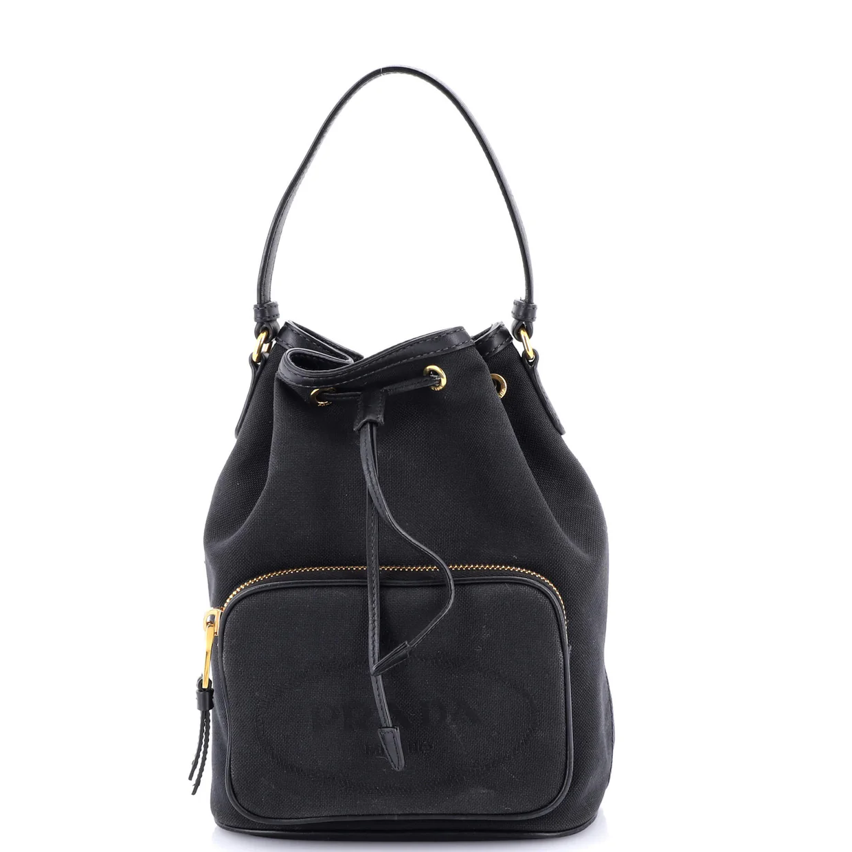 Logo Drawstring Bucket Bag Canvas - Deep Luxury