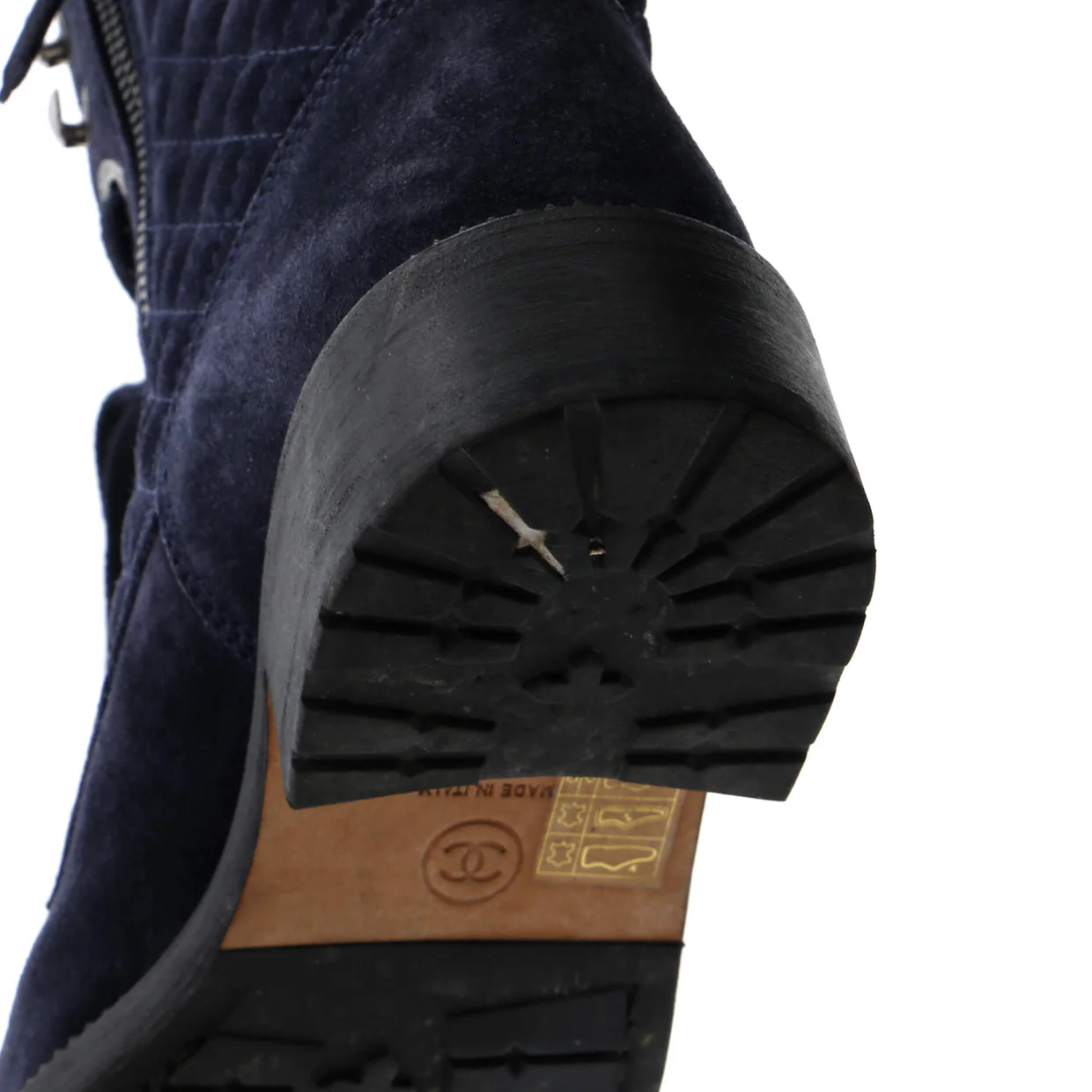 Women's CC Zip Up Combat Boots Quilted Leather - Deep Luxury