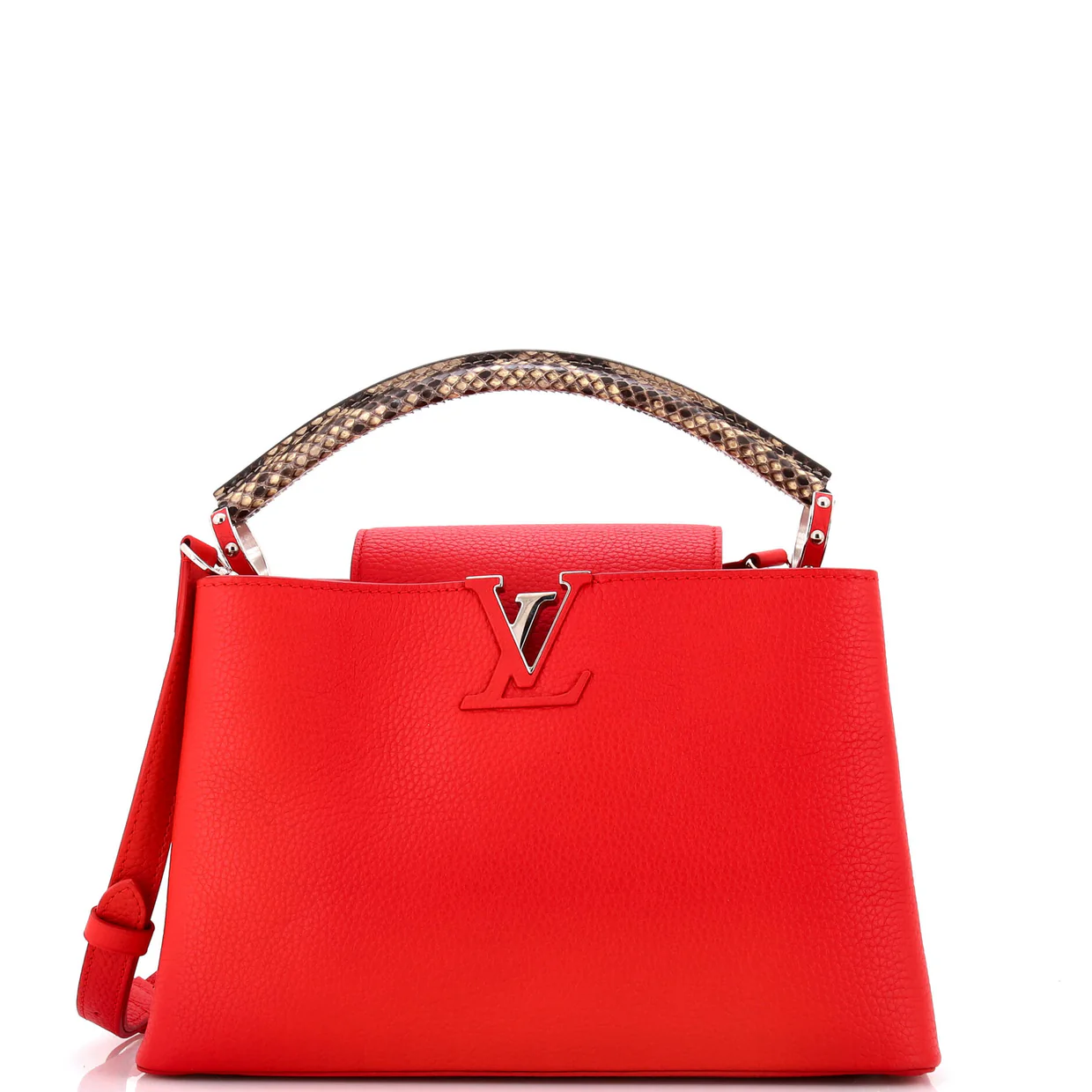 Capucines Bag Leather with Python PM - Deep Luxury