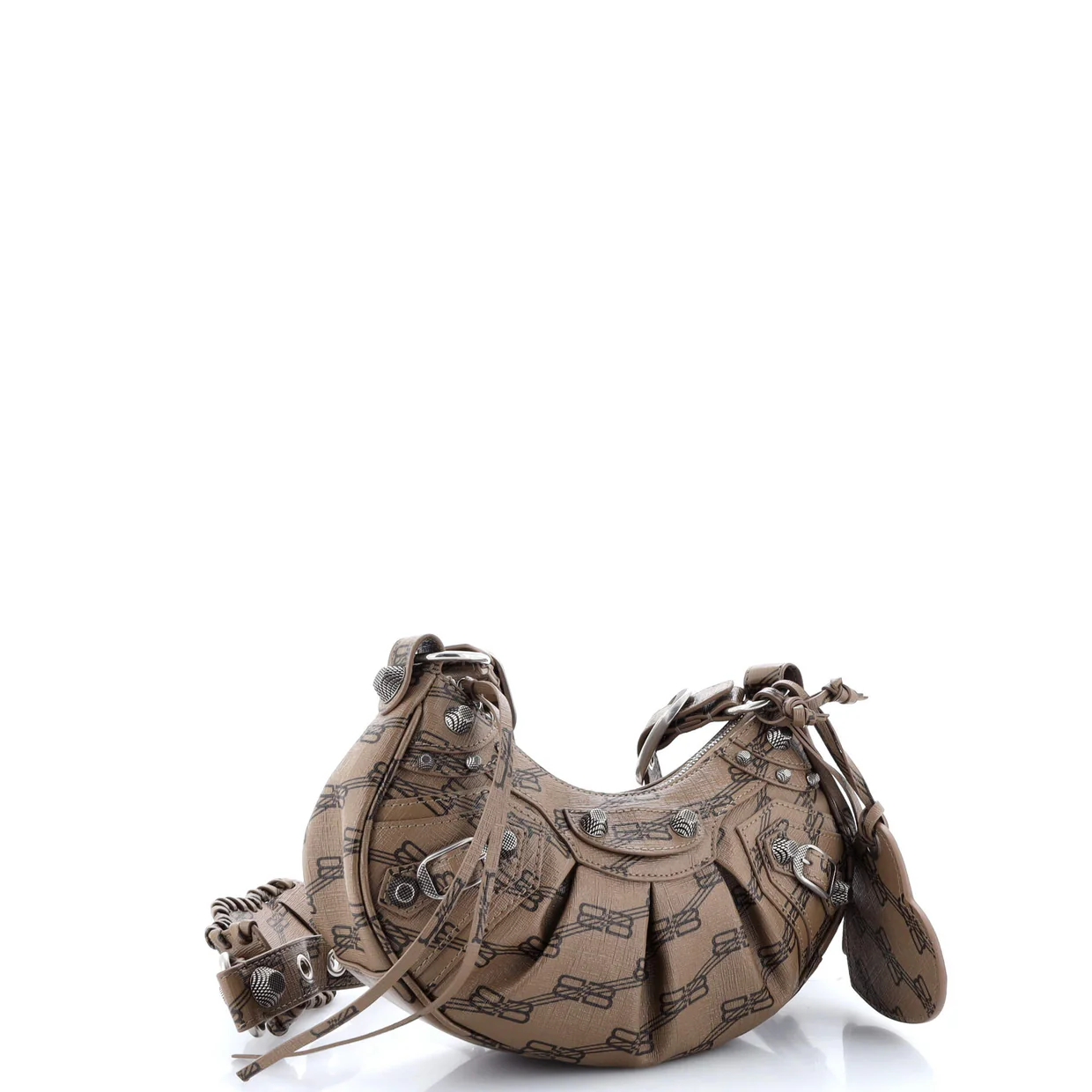 Le Cagole Giant Studs Shoulder Bag BB Monogram Coated Canvas XS - Deep Luxury