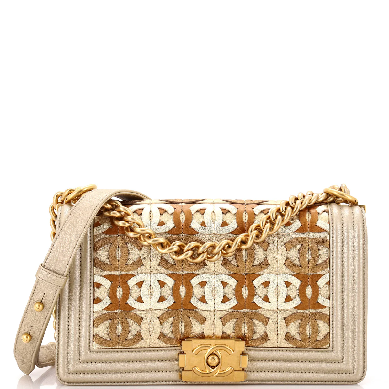 Boy Flap Bag Woven Leather Old Medium - Deep Luxury