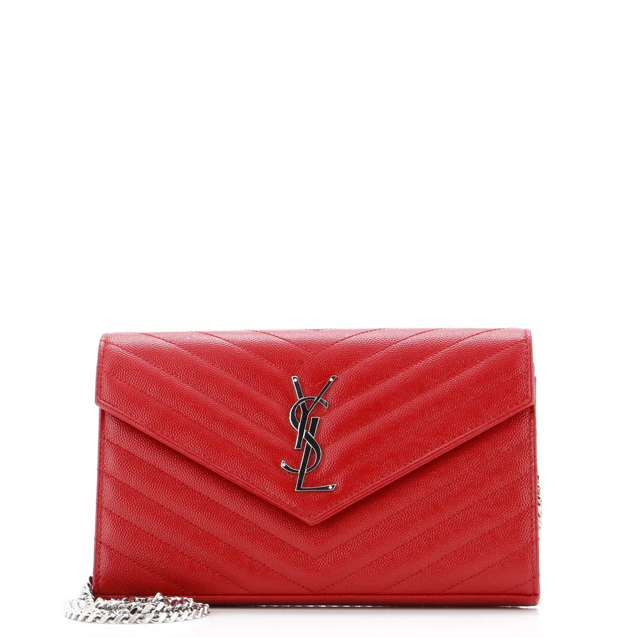 Classic Monogram Wallet on Chain Matelasse Chevron Leather Medium - Deep Luxury