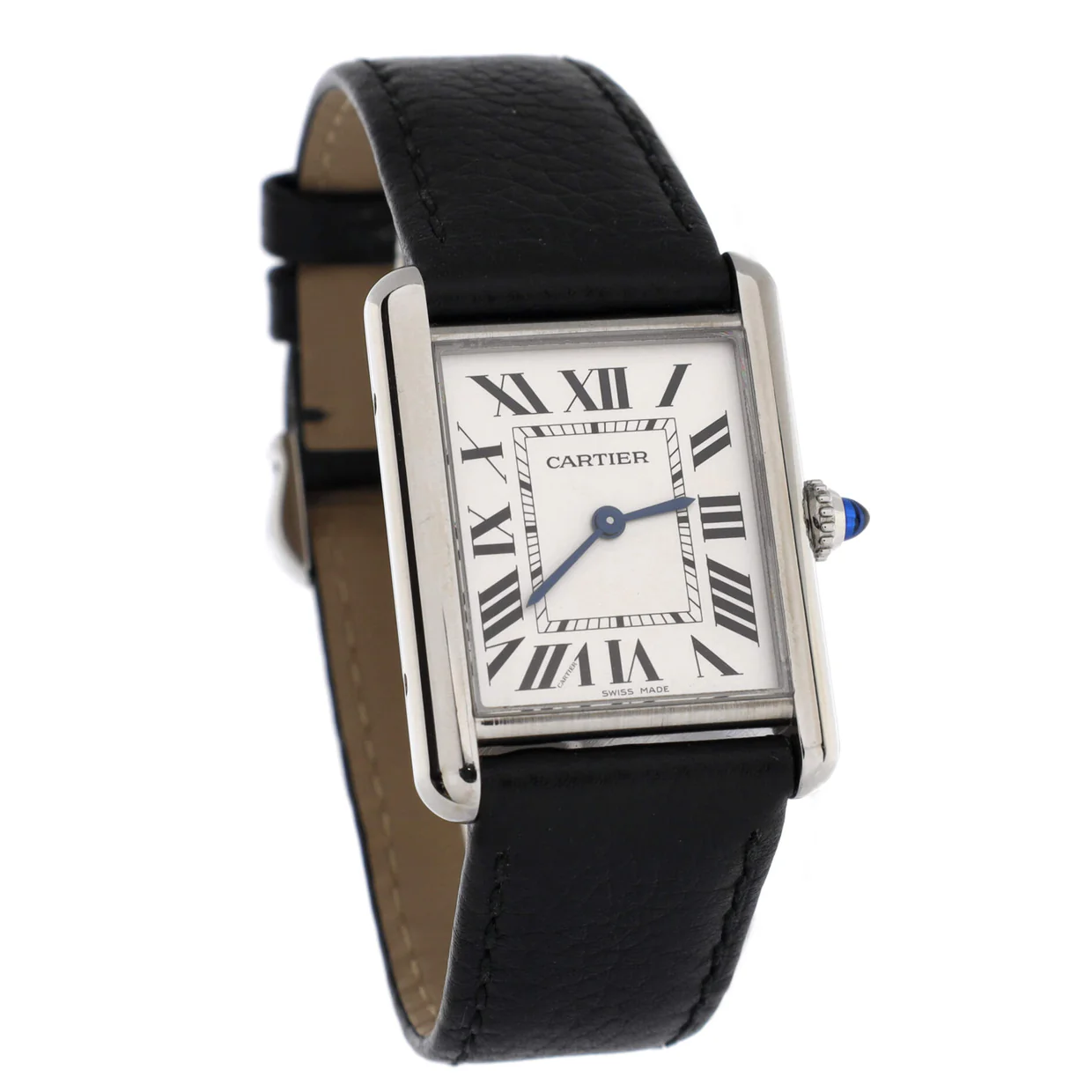 Must de Cartier Tank Quartz Watch Stainless Steel and Leather 25 - Deep Luxury