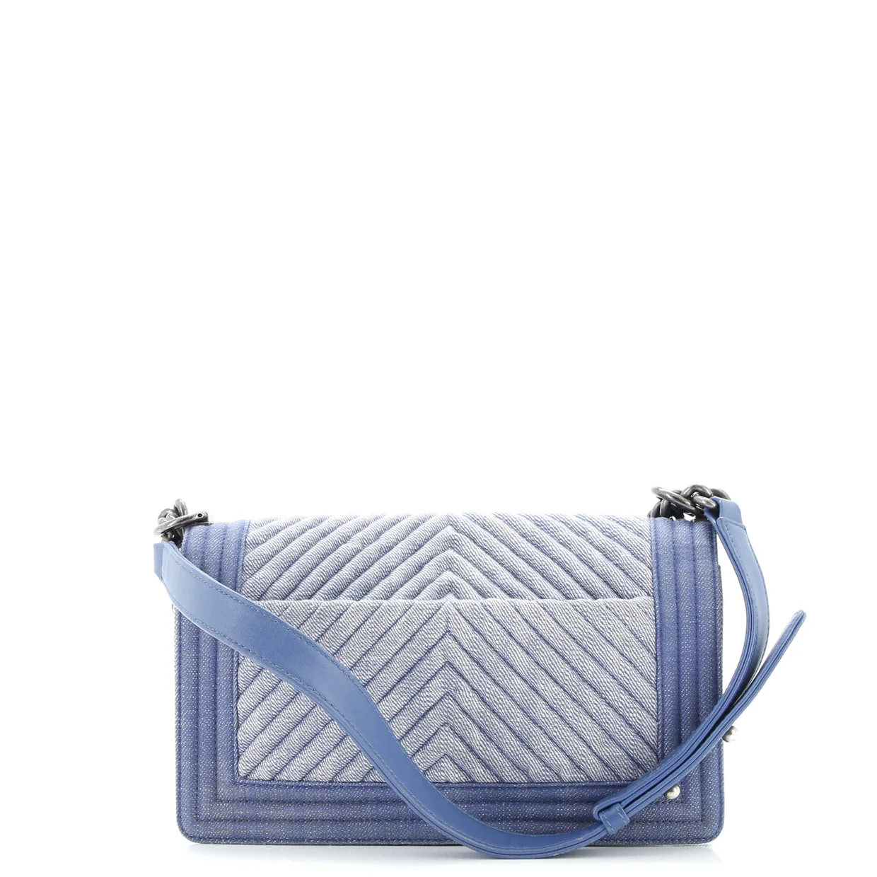 Boy Flap Bag Chevron Denim Old Medium - Deep Luxury