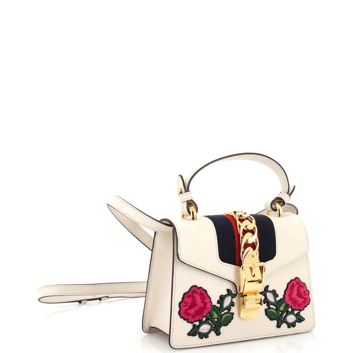 Sylvie Top Handle Bag Embroidered Leather Mini - Deep Luxury