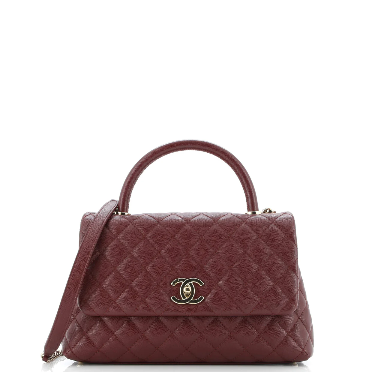 Coco Top Handle Bag Quilted Caviar Small - Deep Luxury