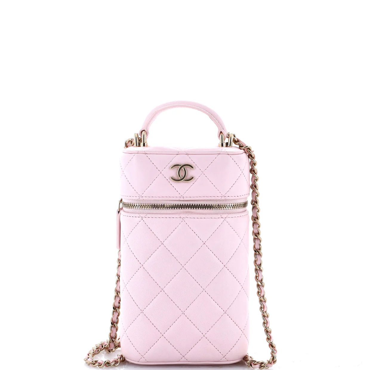 Classic Vanity Top Handle Phone Holder with Chain Quilted Lambskin - Deep Luxury