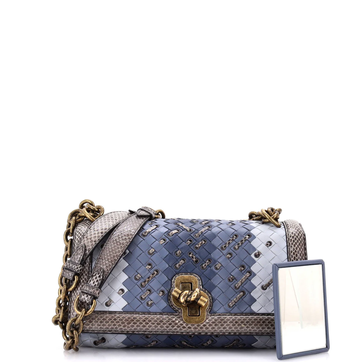 Club Stitch Olimpia Knot Flap Bag Intrecciato Nappa and Snakeskin Medium - Deep Luxury