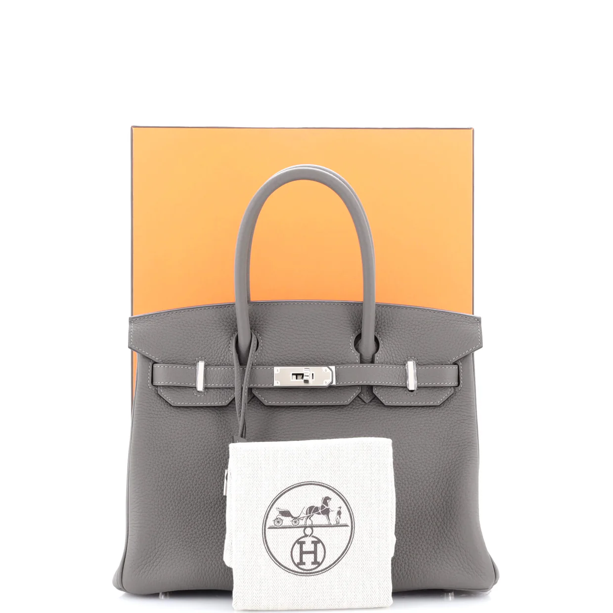Birkin Handbag Grey Togo with Palladium Hardware 30 - Deep Luxury