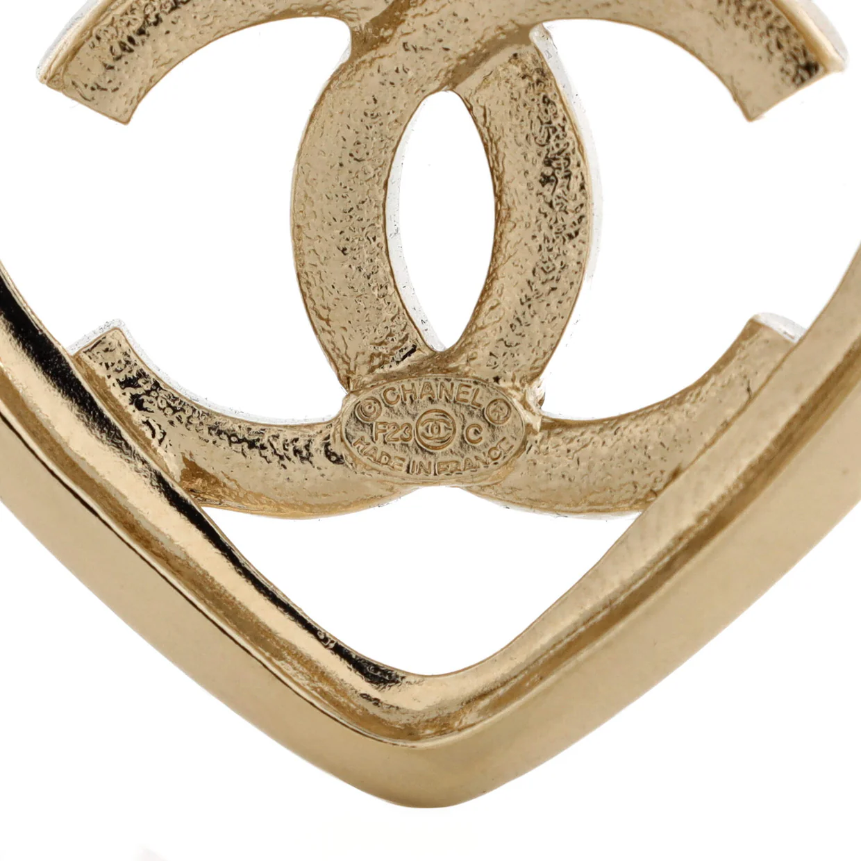 CC Heart Cut-Out Brooch Metal with Crystals - Deep Luxury