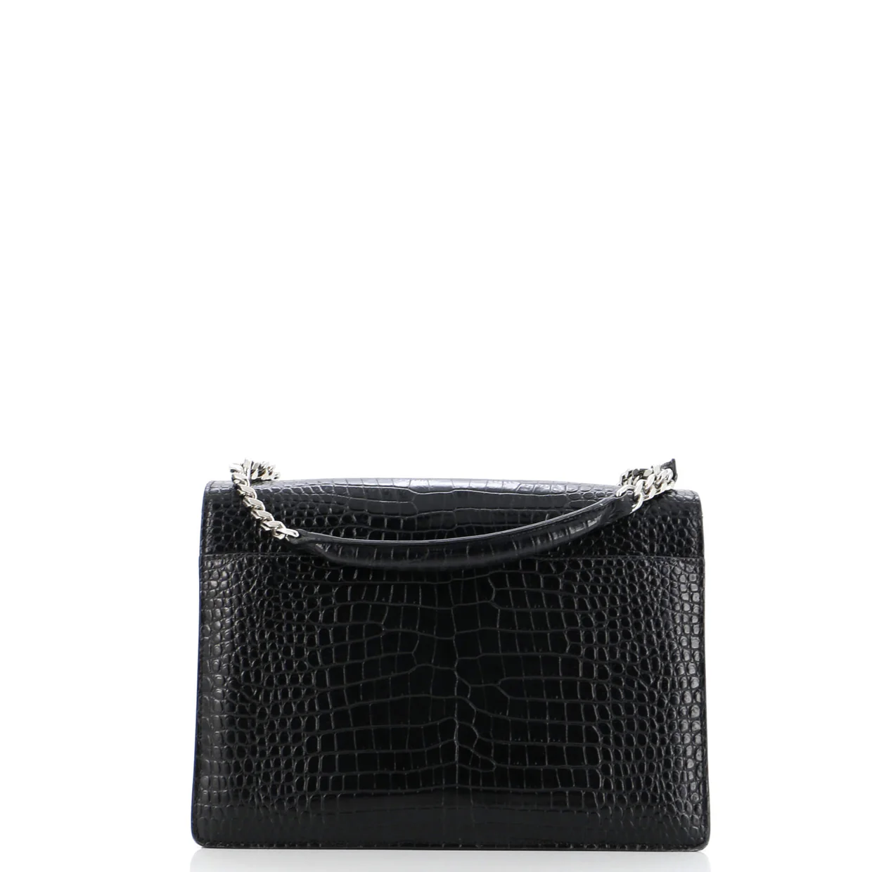 Sunset Crossbody Bag Crocodile Embossed Leather Large - Deep Luxury