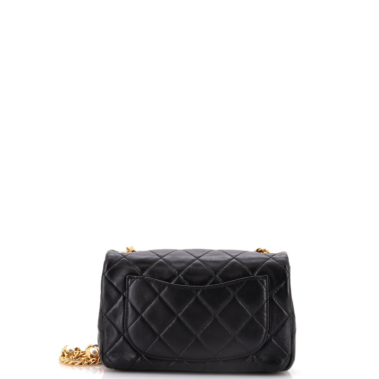 Resin Pearl Chain Flap Bag Quilted Lambskin Small - Deep Luxury