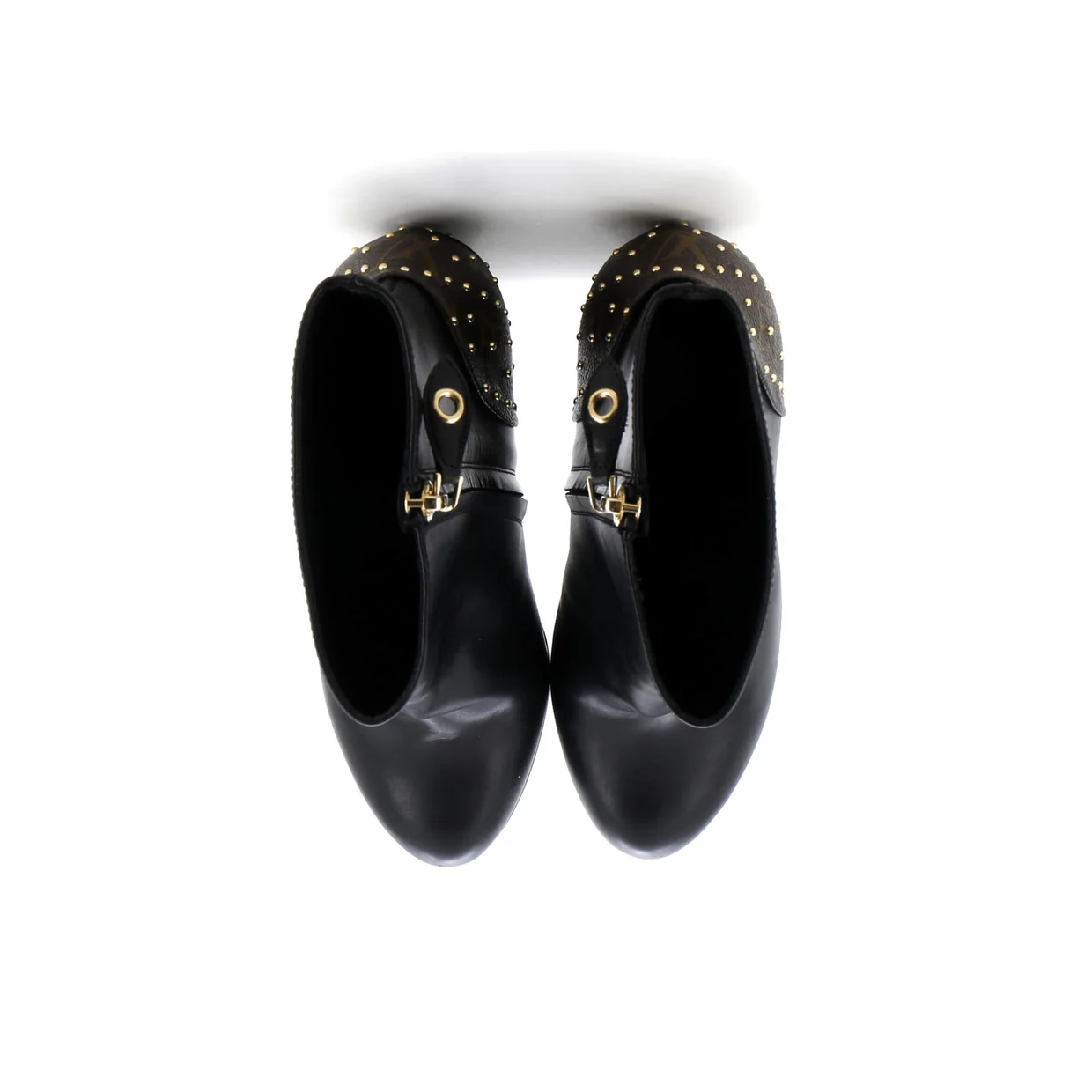 Women's Afterglow Platform Ankle Boots Leather with Monogram Canvas - Deep Luxury