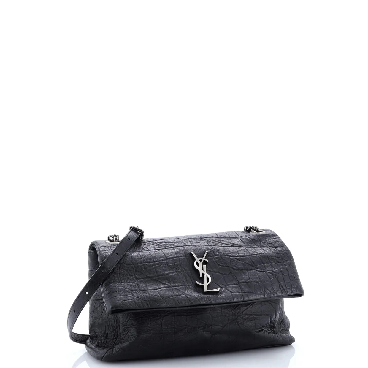 West Hollywood Shoulder Bag Crocodile Embossed Leather Medium - Deep Luxury