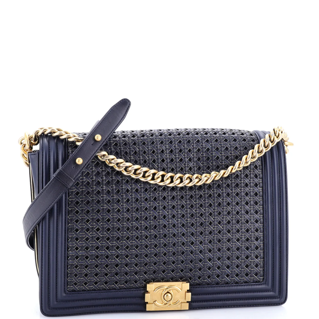 Boy Flap Bag Braided Sheepskin Large - Deep Luxury