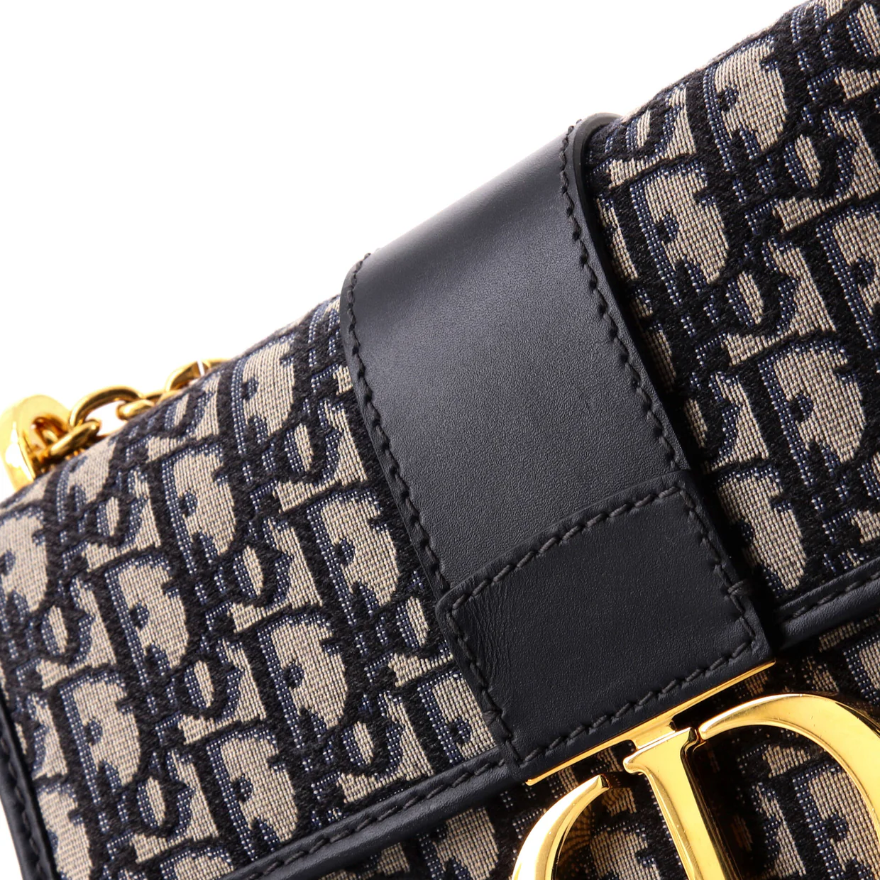 30 Montaigne Chain Flap Bag Oblique Canvas - Deep Luxury