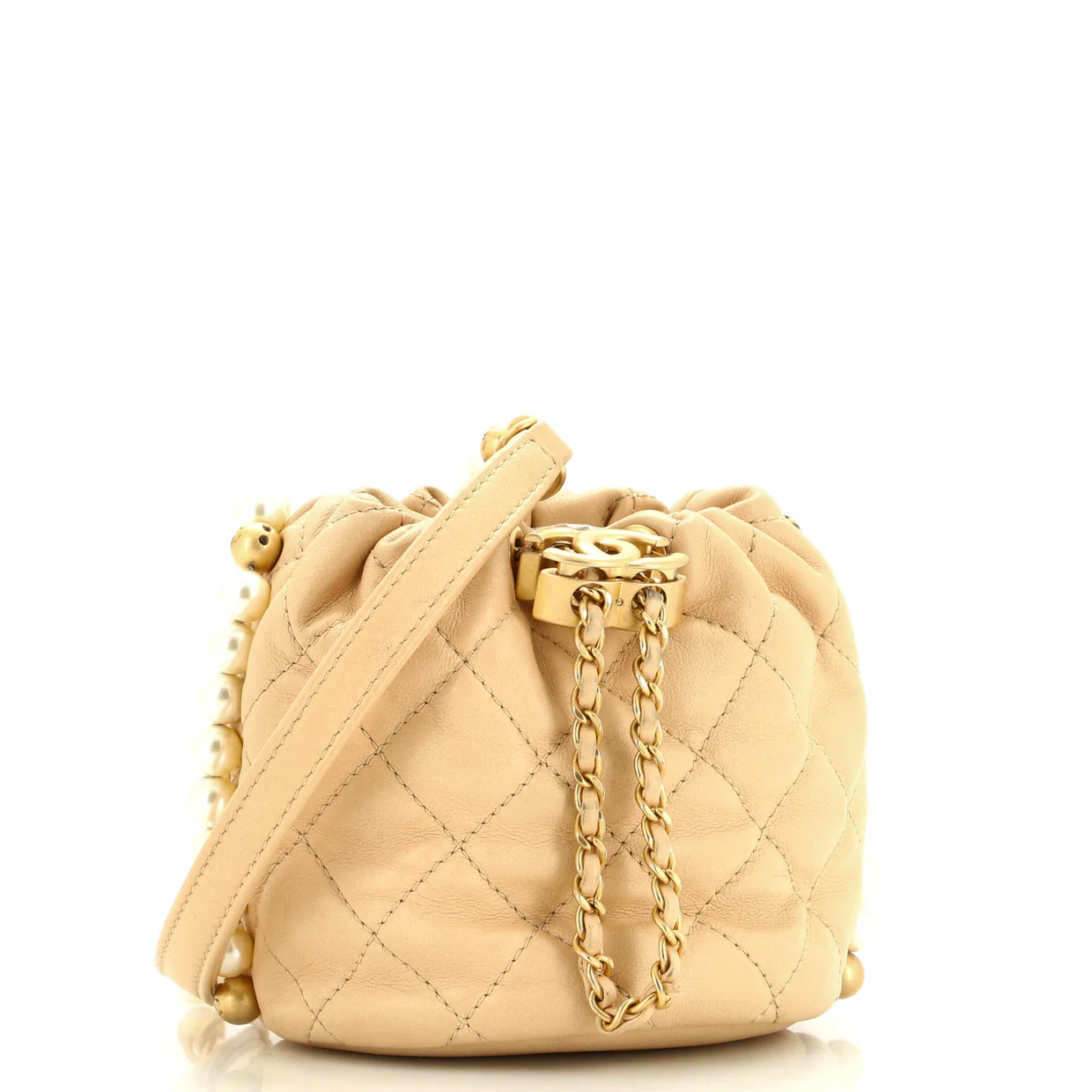 About Pearls Bucket Bag Quilted Calfskin Mini - Deep Luxury