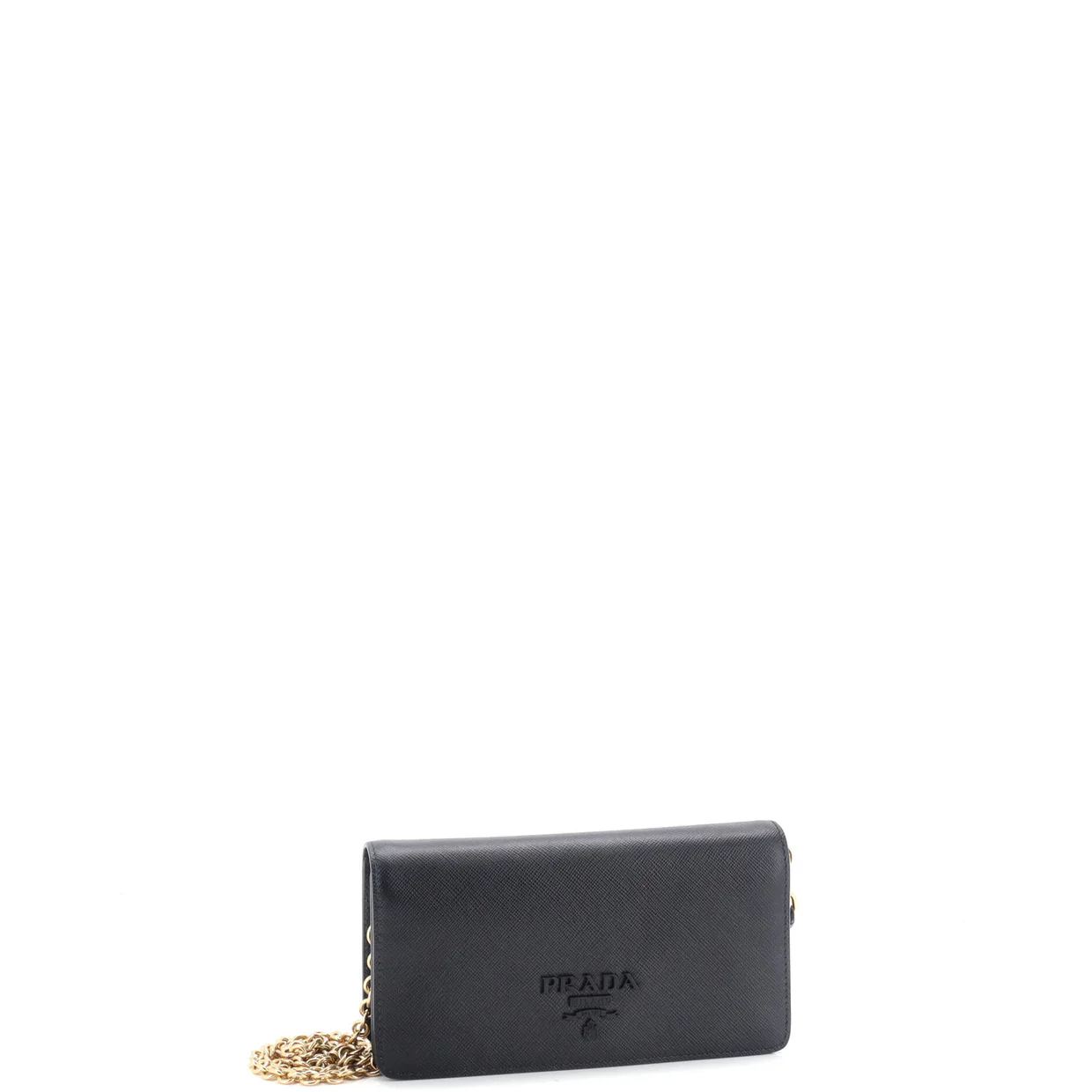 Monochrome Wristlet Wallet on Chain Saffiano Leather Mini - Deep Luxury