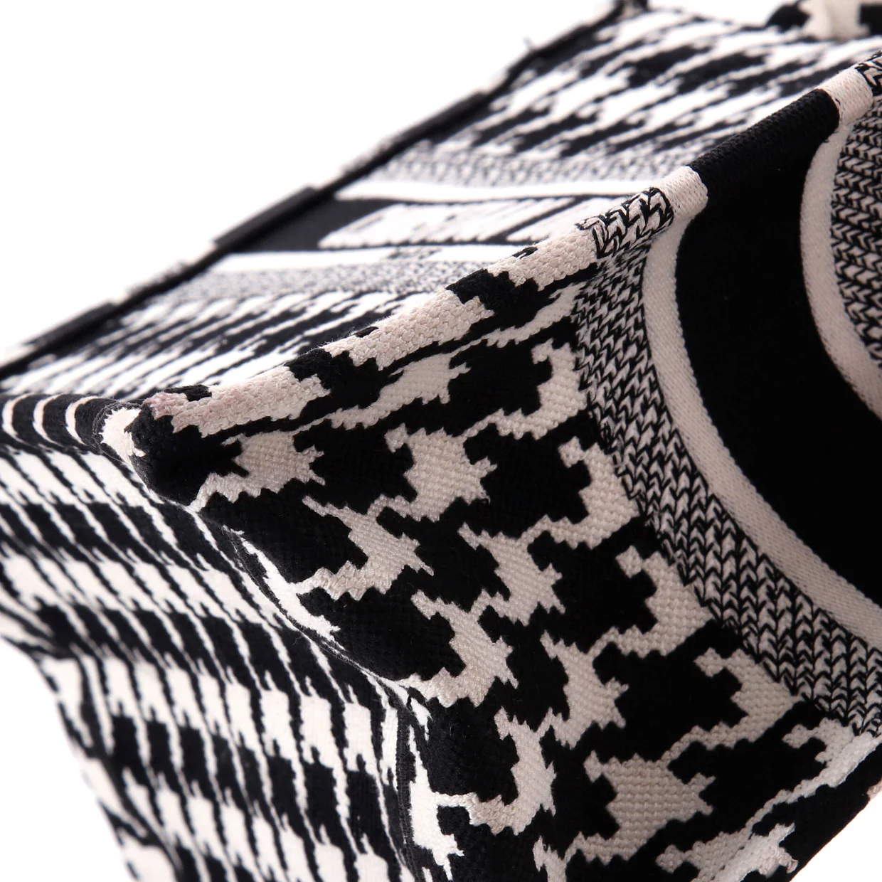 Book Tote Houndstooth Canvas Small - Deep Luxury