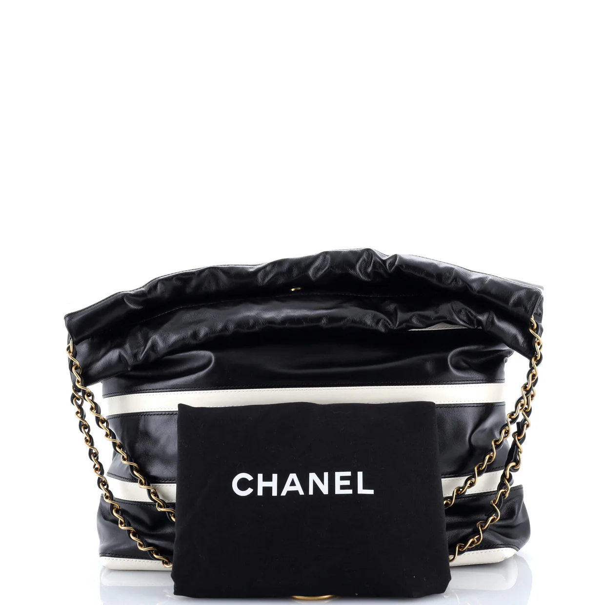 22 Chain Hobo Striped Shiny Calfskin Small - Deep Luxury