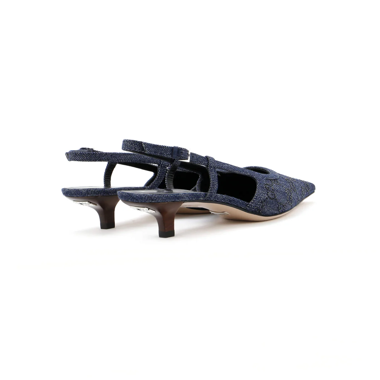 Women's Slingback Pumps Crystal GG Embellished Denim - Deep Luxury