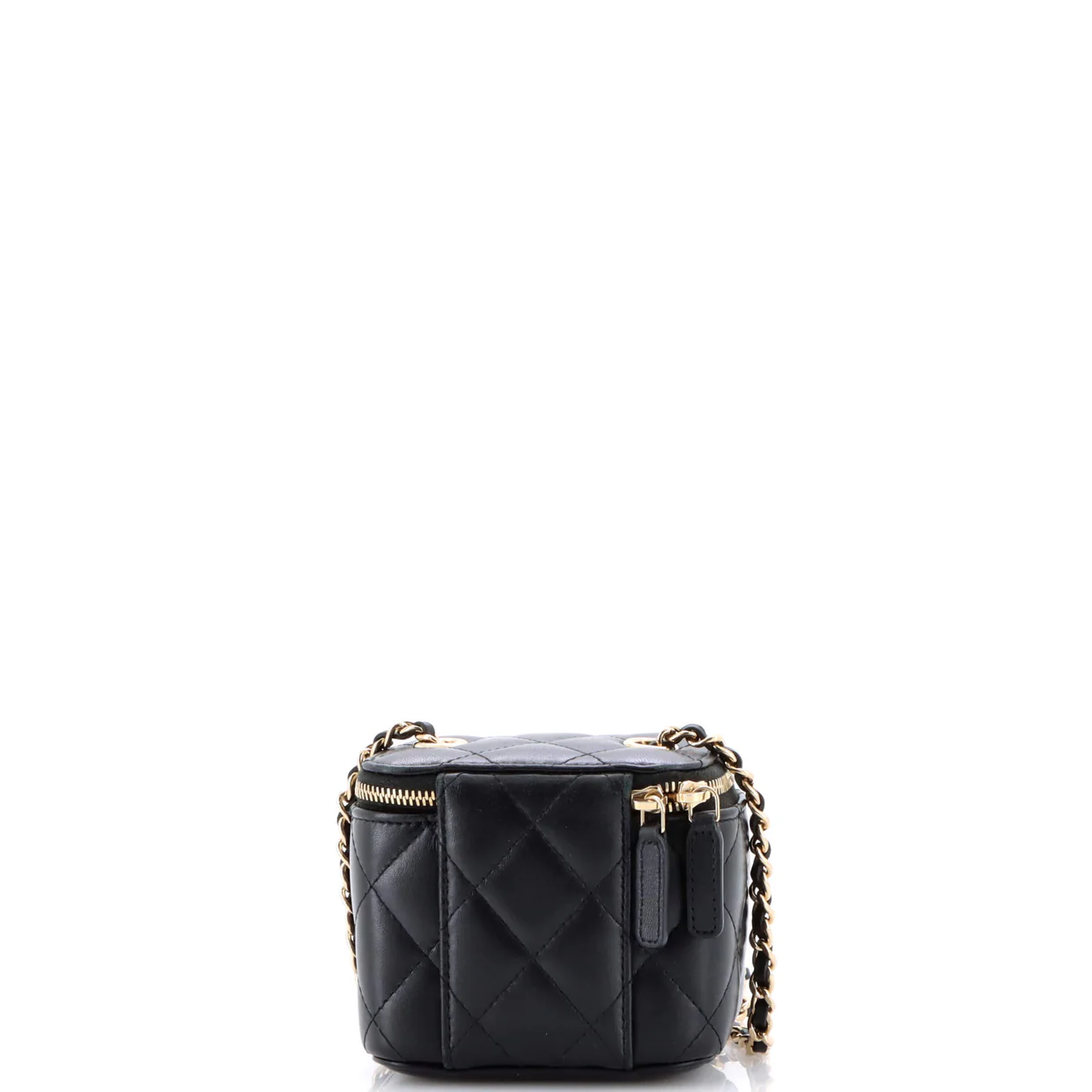 Camellia Bow Vanity Case with Chain Quilted Lambskin Mini - Deep Luxury