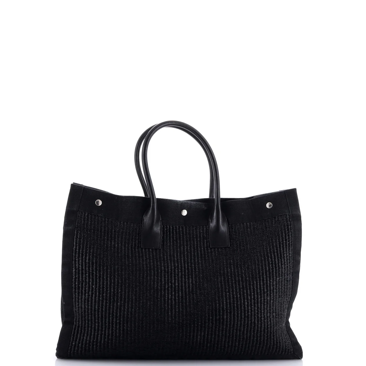 Rive Gauche Shopper Tote Raffia with Canvas Large - Deep Luxury