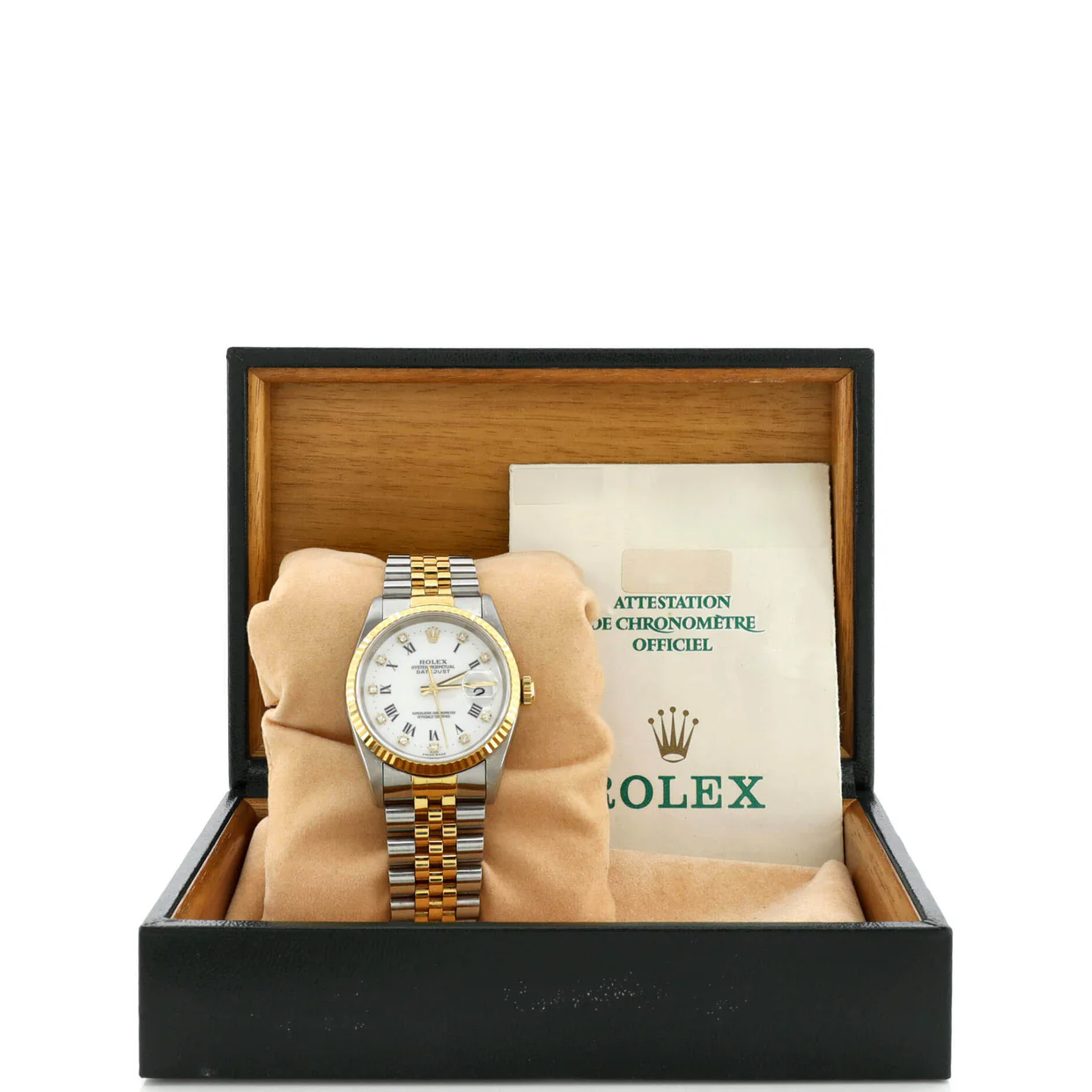 Oyster Perpetual Datejust Automatic Watch Stainless Steel and Yellow Gold with Diamond Markers 36 - Deep Luxury