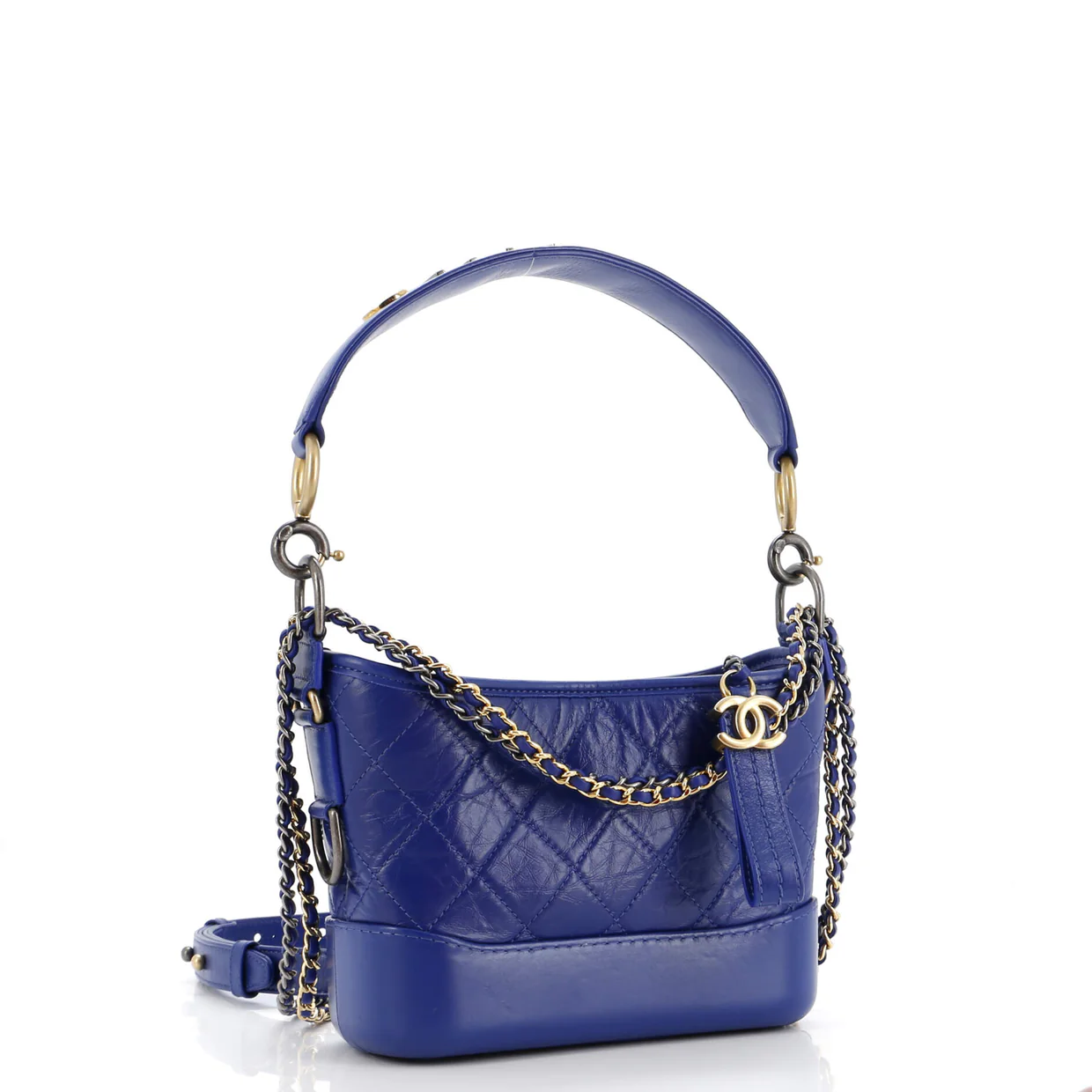 Gabrielle Hobo with Logo Handle Quilted Aged Calfskin Small - Deep Luxury