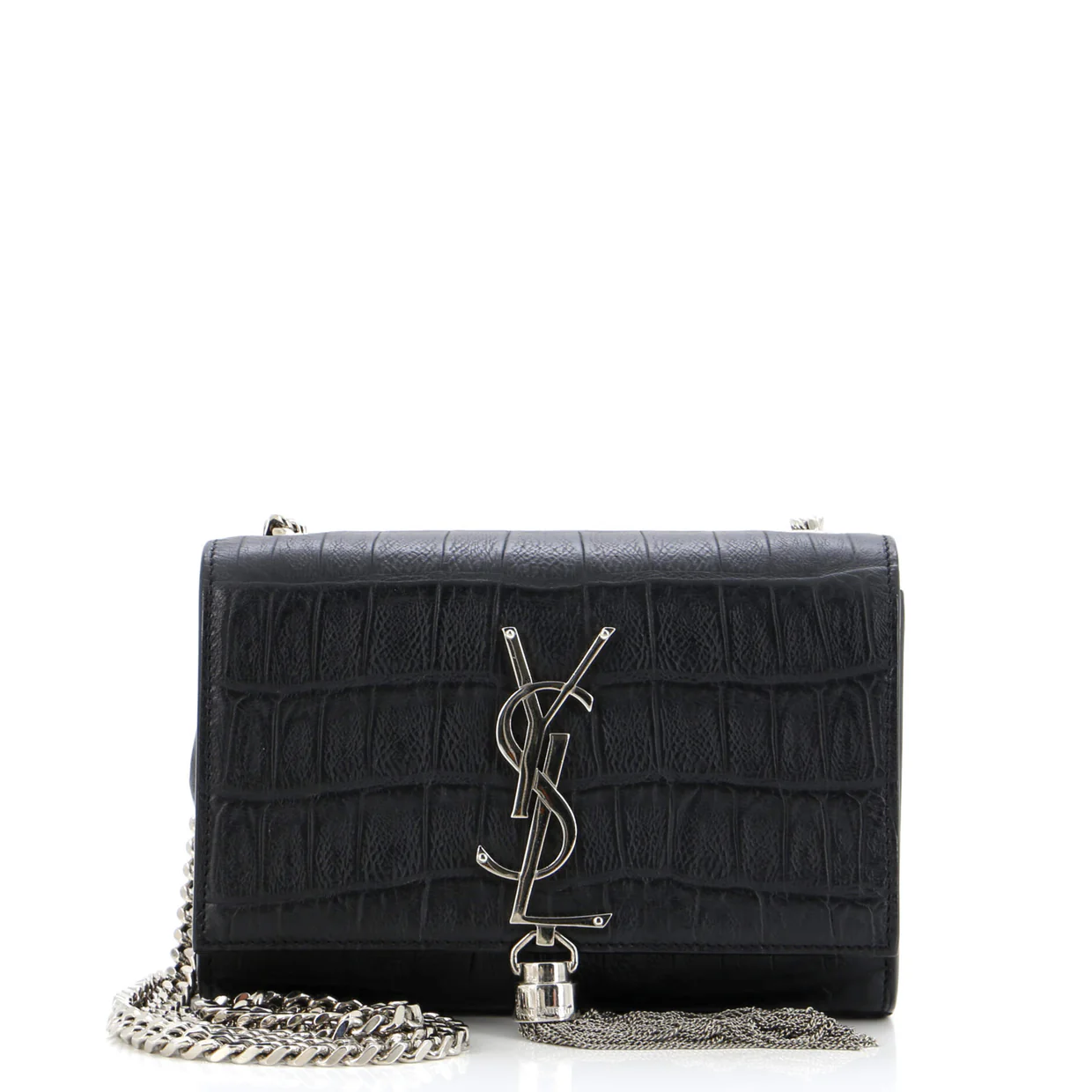 Classic Monogram Tassel Crossbody Bag Crocodile Embossed Leather Small - Deep Luxury